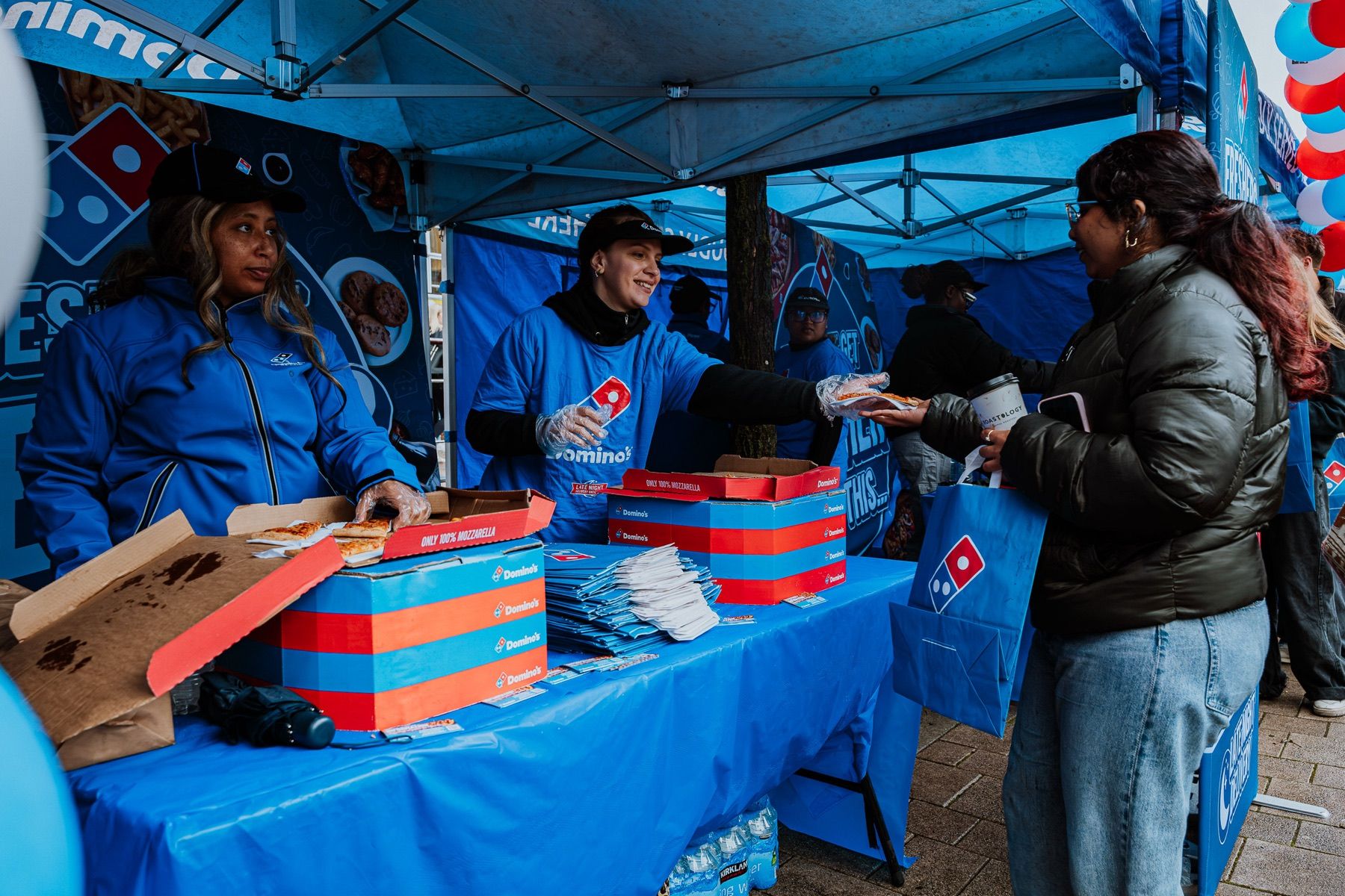 Domino's pizza sampling on campus
